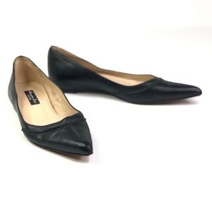 Kenneth Cole pointy toe black leather flats exposed seams witchy dark academia 6